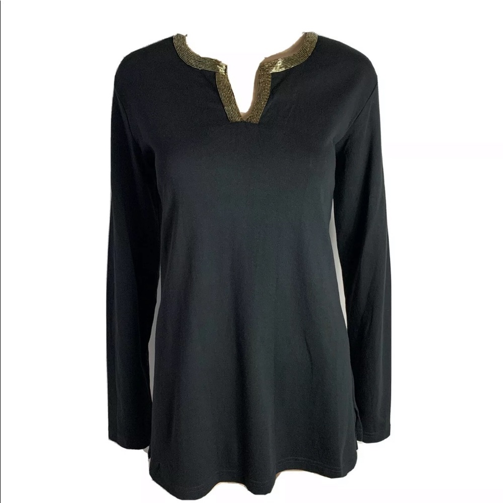QUACKER FACTORY Medium Black V-Neck Tunic A202020